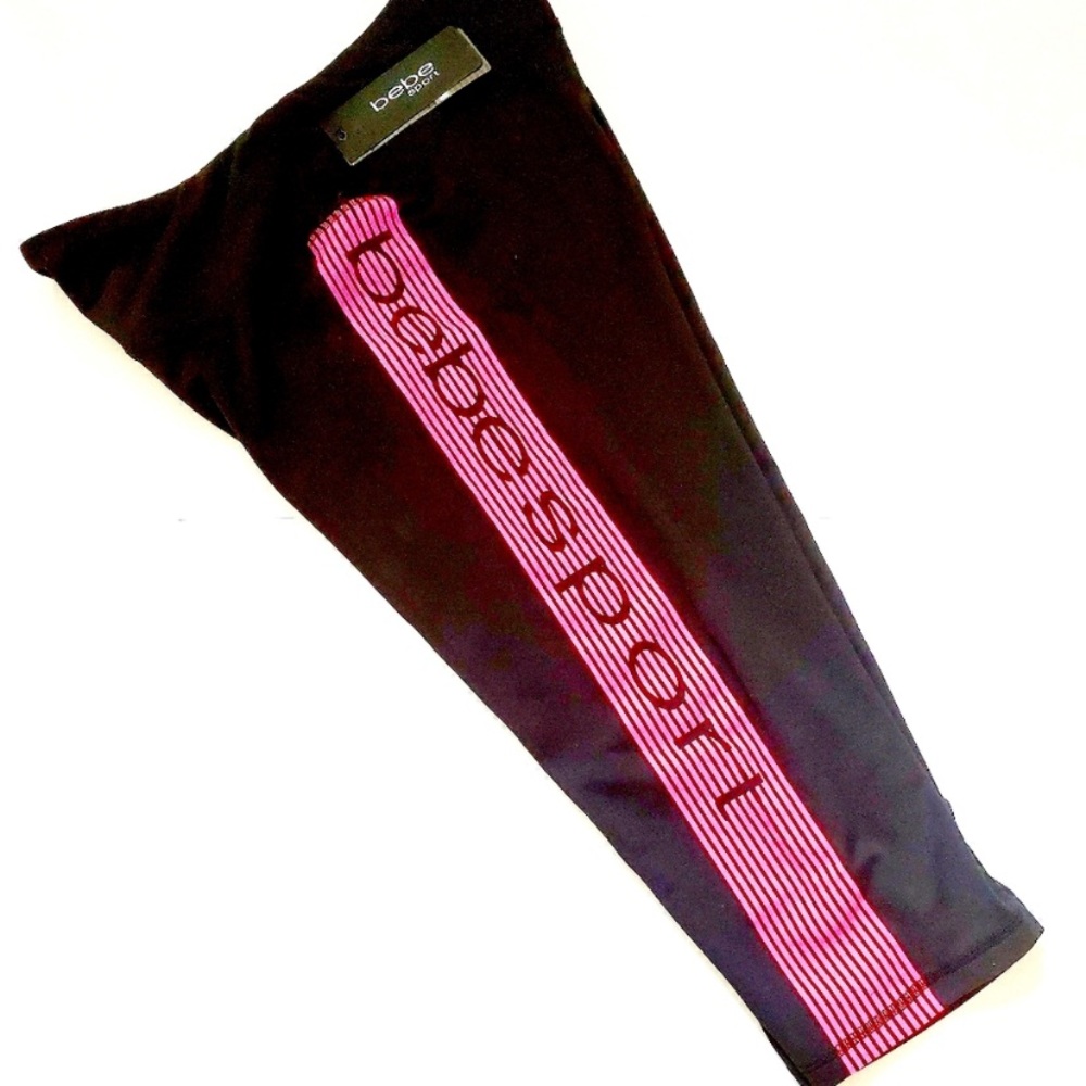 Women's Bebe Capri Workout Leggings Size 1X Black and Pink